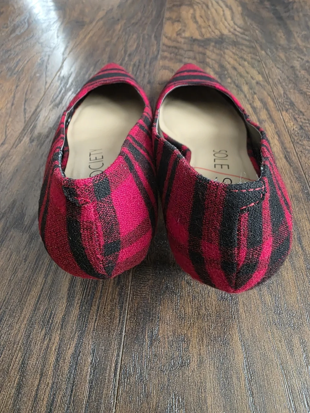 Sole Society Red and Black Plaid Pointed-Toe Heels